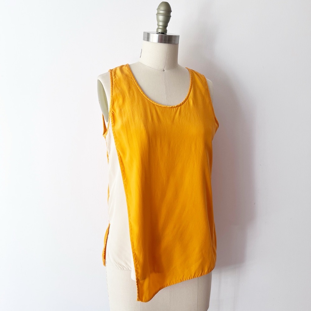 Per Se by Carlisle‎ Tank Top Pure Silk Orange Cream Asymmetrical Hem Size 6